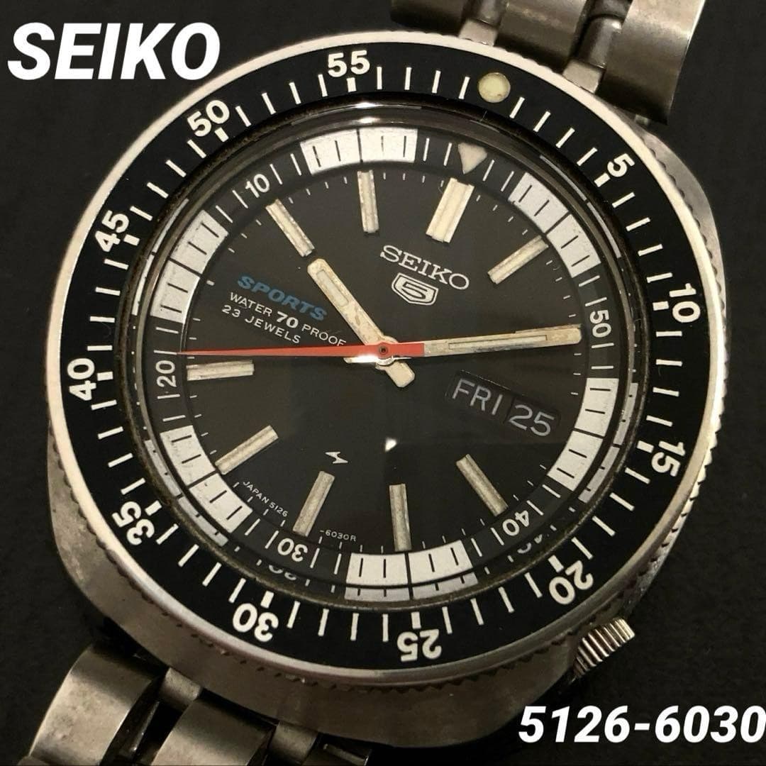 SEIKO 5 SPORTS Automatic Watch 5126-6030 Black Dial Silver Band