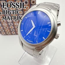 Fossil Big Tic Matrix Quartz Watch JR-8623 Ana-Digi Blue Dial Vintage 42mm