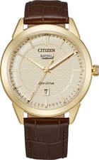 Citizen Corso Eco-Drive Gold tone Leather Strap Mens Watch AW0092-07Q