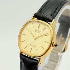 Seiko Excelline Ladies Gold Square Watch 10K Battery New Used SA410