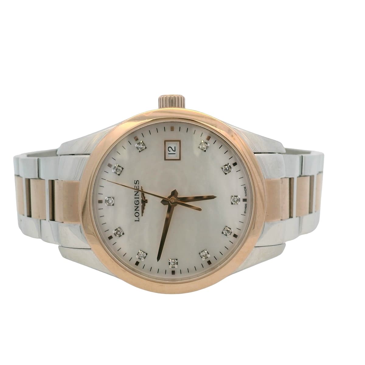 Longines L2.386.3 Conquest Classic 34mm Diamond Stainless Steel B&P Watch