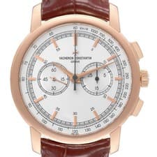 Vacheron Constantin Traditionnelle Silver Dial Rose Gold Mens Watch 47192