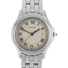 Cartier Panthere Cougar Steel Ivory Roman Numeral 33mm Quartz 987904 Watch