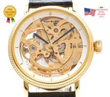 ▶️ RARE [N MINT] ORIENT Mon Bijou 483501-90 Skeleton Hand Wind 34mm Gold Watch