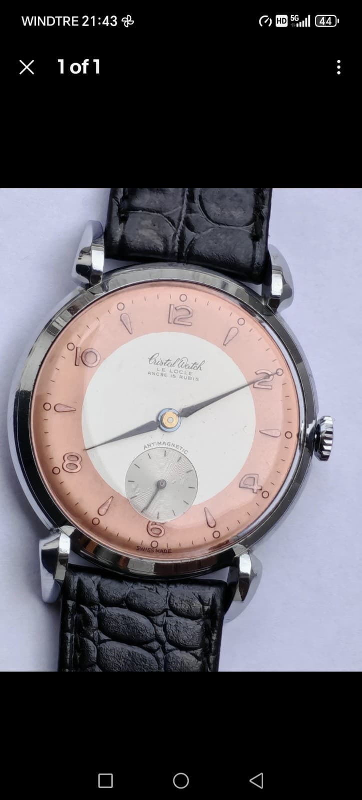 VINTAGE CRYSTAL WATCH LE LOCLE SPIDER LUGS MANUAL WIND NEW OLD STOCK WORKING...