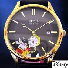 CITIZEN Eco-Drive Disney Alice White Rabbit Watch Black Dial 50M Unisex