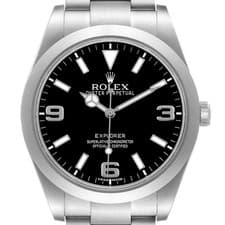 Rolex Explorer I 39 Steel Black Dial Mens Watch 214270 Card