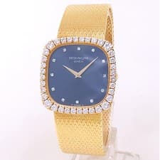 Patek Philippe Vintage 18k Yellow Gold Manual Diamonds Blue Ladies Watch 3616/2