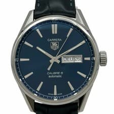 TAG HEUER Carrera Caliber 5 Day Date WAR201E Navy Stainless Steel Men s Watch Us