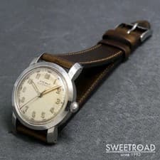 ETERNA Vintage 1950s Automatic Watch Cal.1158H SS Screwback Arabic Dial Leather