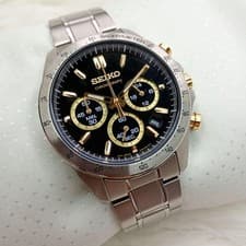 Seiko Chronograph Watch 8T63-00D0 Vintage JDM Box and Spare Links wrist 18cm