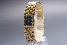 LONGINES QWR 0961 Black Gold 10P Diamond 16m Bracelet Qz Ladies Watch Near MINT