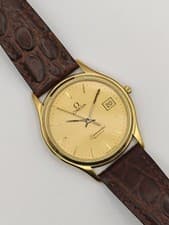 Omega Seamster Quartz 196.0251 Gold Honeycomb Dial Mens Watch Circa 1984