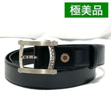 Bvlgari Assioma Leather Belt Black Italy 46/115 Men's Luxury Designer