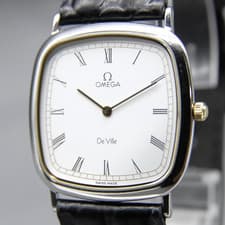 Vintage 1985 [N MINT] OMEGA De Ville Cal.1378 30mm Roman White Dial QZ Men Watch