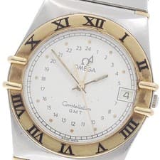 OMEGA Constellation YG Bezel Half Bar GMT Quartz Men's Watch From Japan G0425