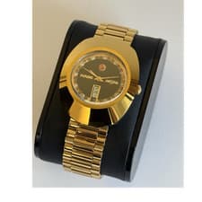 Rado DiaStar Wristwatch Gold Tone Diamond Markers Day/Date Black Dial