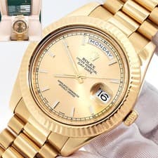 Rolex President Day-Date II 41mm Champagne Index Yellow Gold 218238 Box Papers