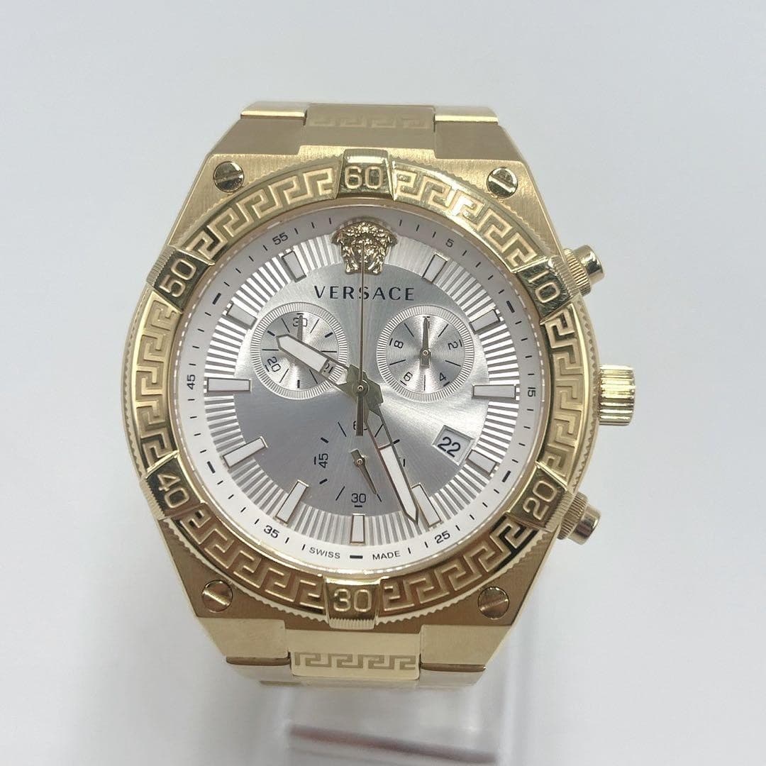 Versace Sporty Greca Chronograph Automatic Silver Dial Men's Watch