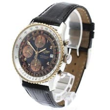 BREITLING OLD NAVITIMER D13022 42mm SS/K18YG Black/Silver Chronograph Date #C246