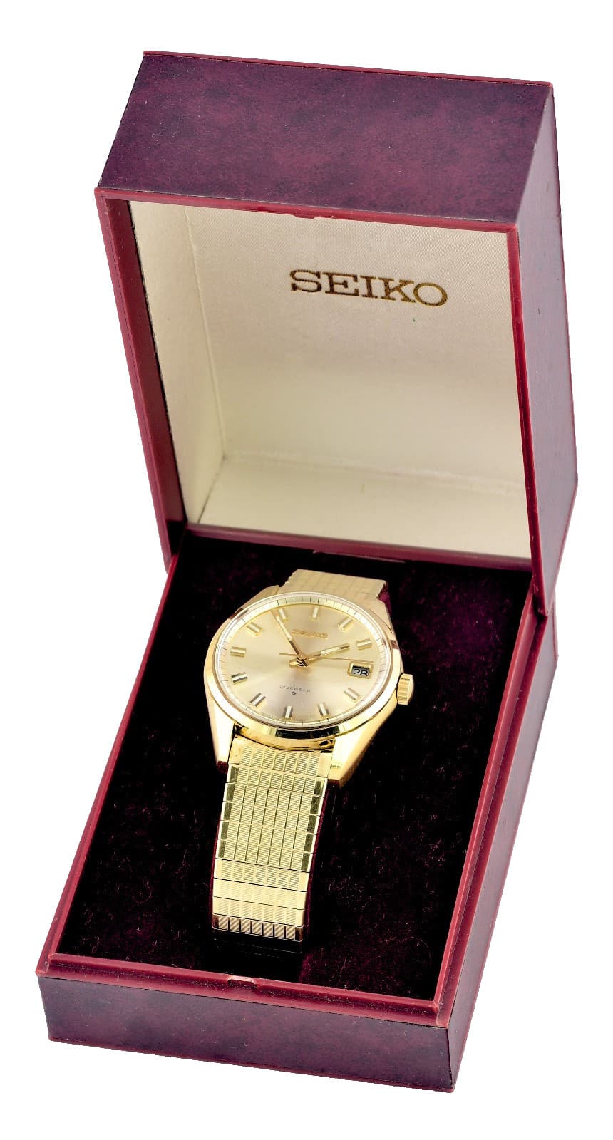 As New SEIKO 6602 7040 Gold 17 Jewels Wristwatch on Original Bracelet - May 1969