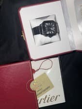 Cartier Santos Black Metal Square Luxury Men's Wristwatch Analog w/ Box & Papers