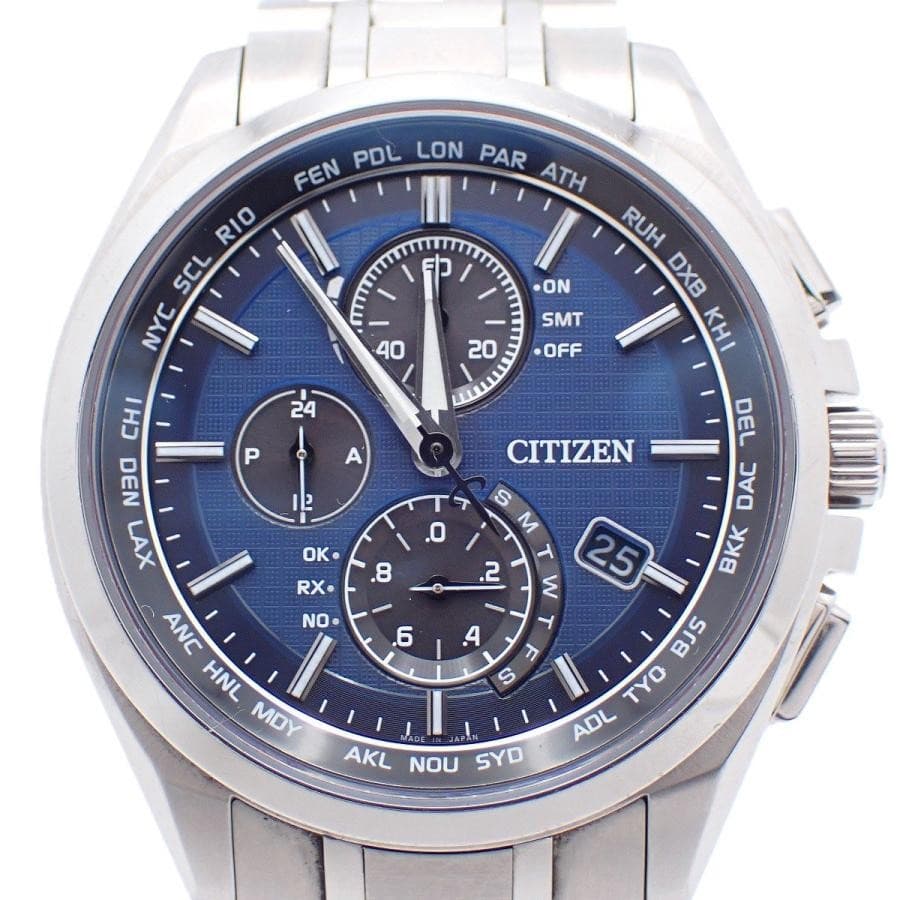 CITIZEN ATTESA Eco-Drive AT8040-57L Solar Radio Blue Dial Titanium Men's Watch