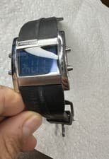 TAG Heuer Sixty Nine Digital LCD Wristwatch Black Rubber Band Silver Steel Case