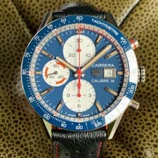 2025 TAG Heuer Carrera Calibre 16 CV201AR Blue Dial Chronograph Wristwatch -Mint