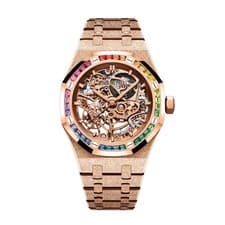 Audemars Piguet Royal Oak Watch 37mm Skeleton Index Hour Markers Dial Rose Gold