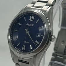 SEIKO Excelline SWCW147 Radio-Controlled Solar Navy Dial Working Excellent