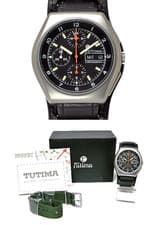 Tutima Watch Military Chronograph Day-Date SS Black Dial Automatic Bund-stamped