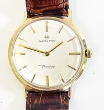 Hamilton Thinline 14K Gold Mens Watch 33mm Manual Wind Vintage Dress