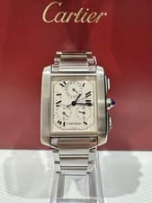 Cartier Tank Française XL Chronograph Quartz Dead Battery Used Rare