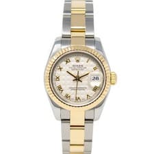 Rolex Lady-Datejust Gold & Steel 179173 Ivory Pyramid Roman, Oyster - Pre-owned