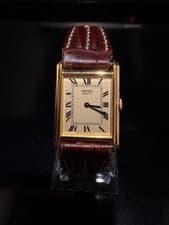 Vintage 1990 Seiko 1400-6820 Gold Roman Tank Quartz Women's Watch Used Japan