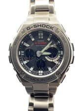CASIO G-SHOCK Solar Analog Digital Silver Stainless Watch Excellent JAPAN