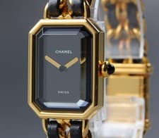 Near MINT CHANEL Premiere L H0001 Black Bracelet Quartz 20mm Women's Watch JAPAN