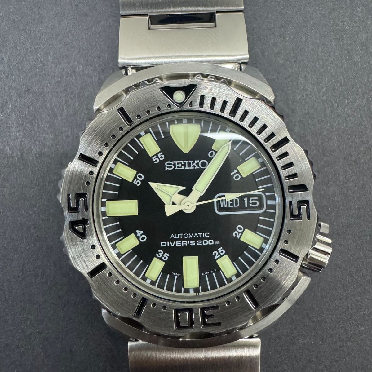 Seiko Black Monster SKX779 7S26-0350 Automatic Diver Watch w/ Initials