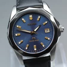 New Batt* SEIKO Grand Seiko 8J56-8000 SBGF003 Blue Quartz Men's Watch 36mm Exc+5