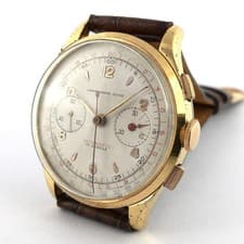 JUMBO SIZE CHRONOGRAPHE SUISSE GOLD PLATED VINTAGE DIAL GENTS WATCH MINT OVERALL