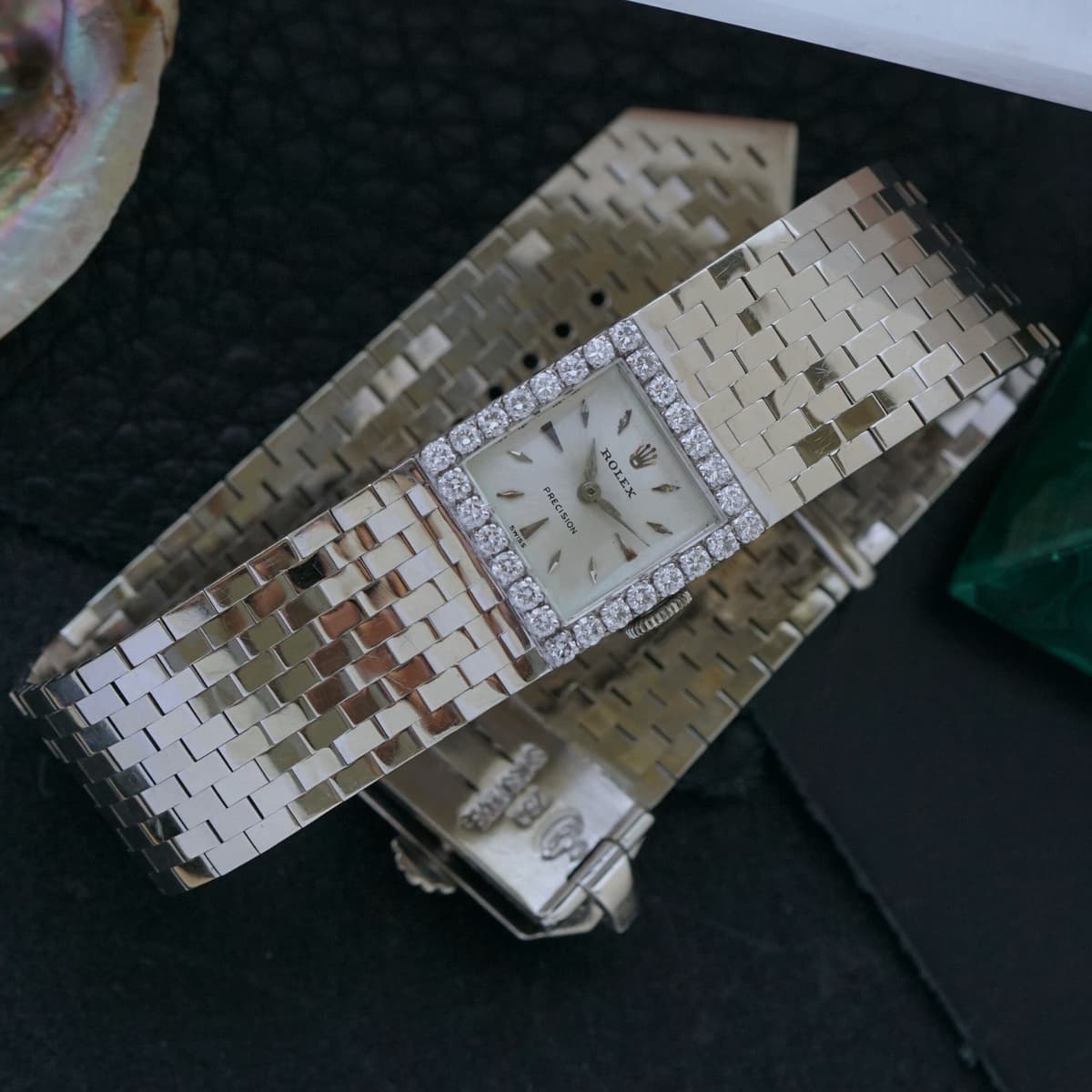 Rolex 1960s Belt Buckle 18k White Gold Bracelet Women’s Watch Manual Watch