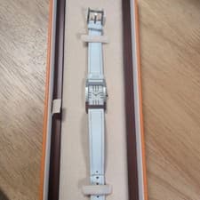 HERMES Tandem TA1.210 Ladies Watch Quartz Silver Dial White Strap Box Japan