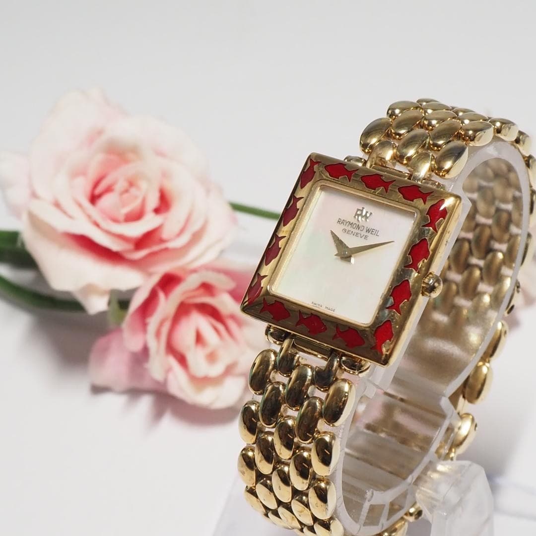 Raymond Weil Square Shell Watch H490 Gold Tone Steel Womens Quartz Edition