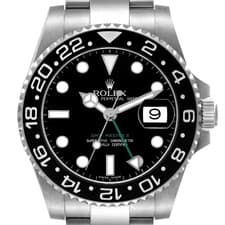 Rolex GMT Master II Black DIal Green Hand Steel Mens Watch 116710 Box Card