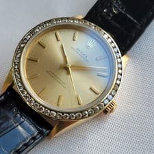 Rolex Zephyr Ref 1029 18k Solid Gold Mens 1970s Automatic w Diamond Bezel RA698