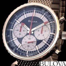 BULOVA Archive Series Chronograph C Men's Watch Blue White 46mm 96K101 Box
