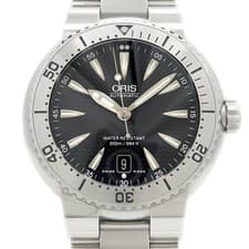 Oris Divers Date 7533-41 300M Waterproof Black Ss Stainless Steel Men'S Auto