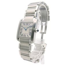 Cartier Tank Française MM W51011Q3 Quartz Watch SS Silver 0111