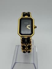 CHANEL Premier H0001 L Black 20 x 26mm Gold Leather Ladies Quartz Watch Vintage